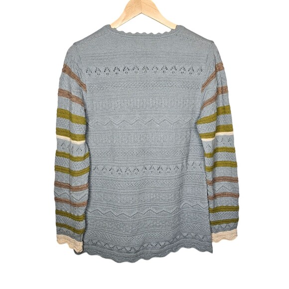 OLEANA Norway Women's Sweater 100% Alpaca Long Chunky Pointelle V-Neck Whimsical - Picture 7 of 11